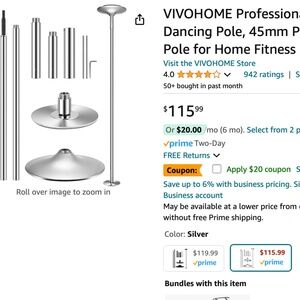 "VIVOHOME" Professional Dancing Pole Kit from AMAZON BRAND NEW NEVER OPENED